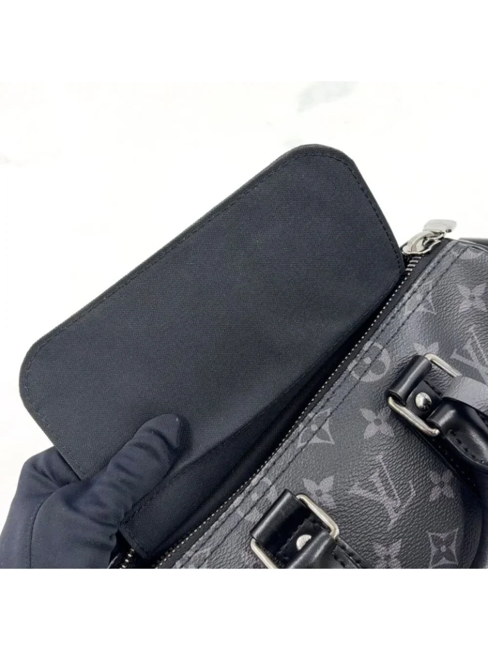 Louis Vuitton Keepall Bandouliere 25 Monogram Eclipse Leather Black Handbag